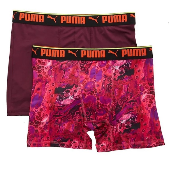 Puma Sportstyle Mens Boxer Brief Performance 2 Pack Sz S (28-30) Red Oil Paint - Picture 6 of 6